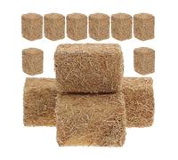 Abaodam 12Pcs Mini Hay Bale Model 2X2X3Cm Faux Dry Straw Stack DIY Accessories Miniature Farm Decor for Dollhouse Autumn Craft Photography Props