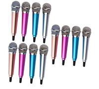 Abaodam 12pcs Mini Microphone for Smartphones Song Microphones Rosy Silver for Karaoke and Voice Recording Easy and Play Compatible and Mobile Devices