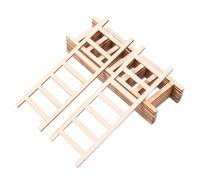 Abaodam 12pcs Mini Wooden Ladder Set 15x5cm Handcrafted Dollhouse Stairs Model Tiny Staircase Ornament for Home Garden DIY Craft Accessories