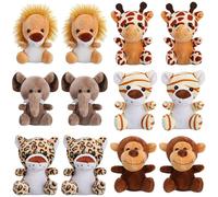 Abaodam 12pcs Plush Jungle Animal Keychain Pendant Set, Mini Stuffed Animals with Metal and Plush Material, Easy to Carry and Store, Decorative Keyring for Backpack or Phone