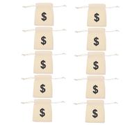 Abaodam 12pcs Practical Coin Bag Drawstring Money Bag Beige Cotton Linen Easy to Open Convenient Storage for Small and Candy Many Occasions