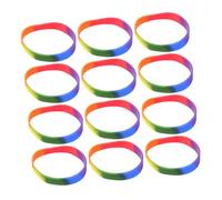 Abaodam 12pcs Rainbow Silicone Wristbands Gay Pride Bracelets Lgbt Silicone Bands Comfortable Daily Jewelry for Men Women Gift