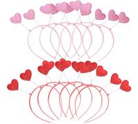 Abaodam 12pcs Red and Pink Loving Heart Headbands, Comfortable Cloth Material Party Headgear Lightweight and Fashionable Design, for Role Play and Holiday Celebrations