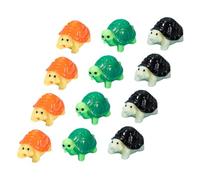 Abaodam 12pcs Resin Turtle Ornaments for Bonsai and Garden Landscaping Small Lightweight Turtle Decor in Dark Gray Orange Green for Indoor Outdoor DIY Craft and Home Table Display