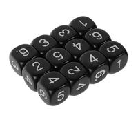 Abaodam 12pcs Sided Plastic Dice Set for Math Skill Development Educational Teaching Tool for Classroom Learning and Board Games Black Color for Calculation Speed and Accuracy Improvement