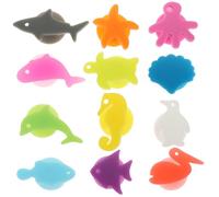 Abaodam 12pcs Silicone Wine Charms Wine Markers Fish Modeling Assorted Color Premium Silicone Material Remind Cup Ownership Decorate Glass Party Use Random Color
