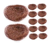 Abaodam 12pcs Small Artificial Bird Nest Rustic Garden Moss Decor for Patio Wedding Easter Party Thread Material Craftsmanship Natural Style Candy Holder