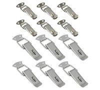 Abaodam 12pcs Spring Latch Hasp Iron Silver Cabinet Lock Buckle for Toolboxes and Wooden Boxes, Easy Operation, Simple Installation