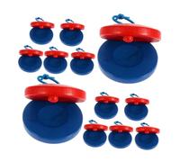 Abaodam 12PCS Wooden Finger Castanets Musical Percussion Kit for Music Learning Natural Wood Finish Rhythm Clappers with Bright Red and Blue Colors Orff-inspired Classroom Instrument for