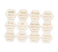 Abaodam 12pcs Wooden Growth Marker Cards Monthly Signs for Newborns Shower Wood Circles Cards for Photos