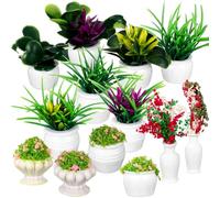 Abaodam 13 Piece Dollhouse Accessories Set, Miniature Potted Plants, Bonsai Flower Models, Artificial Greenery Decorations, Assorted Colours, 7.5 cm