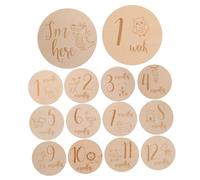 Abaodam 14-Piece Baby Monthly Milestone Wooden Cards Set Cute Animal Design Milestone Discs for Newborn Photography Birth Announcement and Growth Tracking