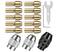 Abaodam 15 Pcs Drill Chuck Collet Kit 0.5-3.2Mm Copper with Nuts and Wrenches for Power Drill Attachment and Die Grinder Use