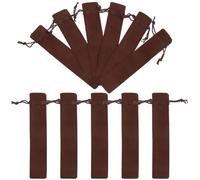 Abaodam 15pcs Brown Drawstring Pen Bags Lint Fabric Fountain Pen Holders Wear-Resistant Portable Storage Pouches for Children Elegant Simple Organiser