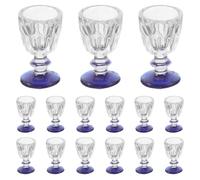 Abaodam 15Pcs Mini Wine Cups for Dollhouse Miniature Blue Bottom Wine Mugs for DIY Dollhouse Kitchen Unique Collectible for Pretend Play and Scene Enrichment