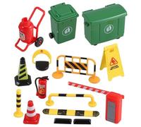 Abaodam 15pcs Miniature Traffic Roadblocks Set, Micro Landscape Sand Table Road Sign Models for School Teaching and Parking Simulation, Educational Road Barricade Playset for