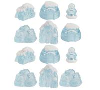Abaodam 15pcs Miniature Winter Figurines Set - Resin Penguin Figurines, Iceberg and Snow House Decorations - Miniature Animals for Desktop, Cake, Aquarium, and Party Display in UK
