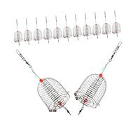 Abaodam 15pcs Outdoor Fishing Bait Cage Bait Cage for Fishing Carp Feeder Basket Lure Basket Feeder Holder Carp Tackle Kit Stainless Steel Silver