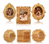 Abaodam 15pcs Vintage Miniature Resin Photo Frames Mini Gold Picture Frames Ornaments for Diy Crafts Dollhouse Table Decor Props