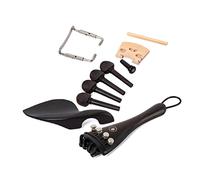 Abaodam 15pcs Violin Ebony Accessories Kit Including Tailpiece, Chinrest, Endpin, Tail Gut, and 4 Pegs, Handmade Wooden Parts Designed to Withstand String Tension for DIY High-grade