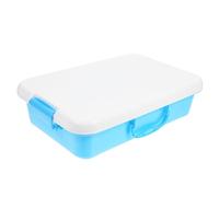 Abaodam 15x10 Inch Boys and Girls Portable Sandbox Storage Box with Lid Large Capacity Sand Tray with Handles Handheld Sand Box for Indoor Outdoor Play Blue and White