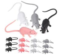 Abaodam 16 Pcs Realistic Fake Rat Mice Figures Halloween Mouse Decor for Garden Party Decorations in Black White Grey and Pink