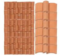 Abaodam 16 Scale Red Ceramic and Barrel Tiles, Small Simulation Roof Tiles for Dollhouse Decor and Model Building
