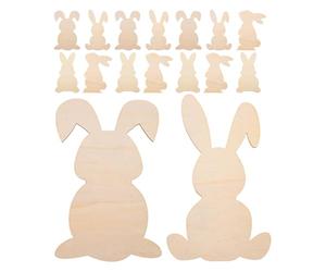 Abaodam 16pcs 9-inch Unpainted Wooden Easter Bunny Cutouts, Blank Wood Bunny Shapes for DIY Crafts, Spring Hanging Decorations, Easter Coloring Ornaments, Wooden Rabbit Wall Art