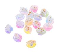 Abaodam 16pcs Glow in The Dark Miniature Shell Ornaments with Pearl Charms for Resin Craft Diy, Small Gradient Color Shells Set for Dollhouse Decor and Boys and Girls’ Creative Toys
