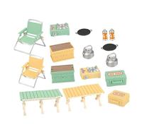 Abaodam 16pcs Miniature Camping Set for Folding Chair and Picnic Table Realistic Outdoor Play Accessories for Indoor and Outdoor Pretend Play Space Saving Design for Organized Storage