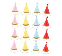 Abaodam 16pcs Pet Birthday Party Cone Hats for Small Dogs and Cats Soft Felt and Paper Material Comfortable Non-irritating Animal Happy Birthday Hats for Holiday Celebrations and Photo