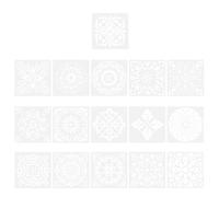 Abaodam 16pcs Reusable Mandala Painting Stencils Set for DIY Crafts, Hollow Floral Templates for Rock, Furniture, Wall Decoration and Colorful Art Projects