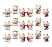 Abaodam 18pcs Miniature Lucky Cat Resin Figurines Set - Japanese Fortune Cat Ornaments for Dollhouse Micro Landscape, Aquarium and Home Decoration