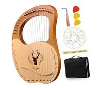 Abaodam 19-string Lyre Harp Set Metal Strings and Tuning Key, Portable Wooden Lyre Harp for Beginners, Including Black Storage Bag and 5 Accessories, Musical Instrument for Travel and Practice