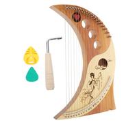 Abaodam 19-string Wooden Lyre Harp Moon Box Design Ancient Style Retro Harp Musical Instrument for Adults and Children Portable Suitable for Beginner Players Random Color