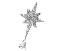 Abaodam 1Pc christmas tree top star christmas star tree topper xmas tree star christmas tree topper star holiday treetop star out door decor festival treetop decor flash iron silver tree