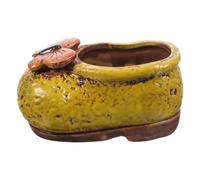 Abaodam 1Pc Hand Painted Ceramic Boot Flower Planter Unique Shoe Shaped Succulent Pot for Gardening Breathable Design for Plant Health