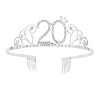 Abaodam 1pcs Birthday Crown Rhinestone Alloy Hair Accessory Charming Silver Tiara Easy to Wear and Take off Delicate Design for Birthday Hair Decoration and Photo Activity