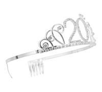 Abaodam 1pcs Birthday Crown Rhinestone Tiara Silver Alloy Charming Appearance Easy to Wear and Take off Hair Decoration for Girl's Birthday