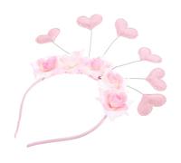 Abaodam 1pcs Heart Headbands Adults Valentine Headband Comfortable Fit Pink Cloth Flower Shape Hair Accessories Unique Design Not Easy to Get Deformed for Valentine's Day and Date Night