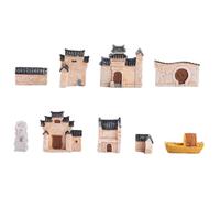 Abaodam 1Set Chinese Style Miniature House Model Landscape Decor for Micro Gardening Ornaments Unique Vintage Architecture Design for Cheerful Atmosphere