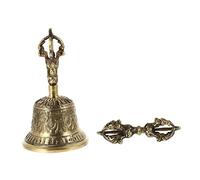 Abaodam 1set Copper Vajra Bell Hand-made Tibetan Buddhist Meditation Bell for Mindfulness and Serenity Lightweight Long Handle for Comfortable Use Rituals and Outdoor Settings