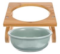 Abaodam 1Set Elevated Cat Bowl with Wood Stand Ceramic Pet Feeding Bowl for Cats and Kittens Easy to Clean Prevents Spills Contemporary Design for Comfortable Eating