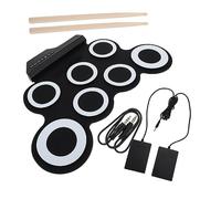 Abaodam 1set Hand Roll up Drum Set Portable Usb Electronic Drum Kit for Beginners Compact Folding Design Realistic Sound for Practice and Family Entertainment Black