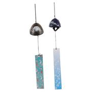 Abaodam 1set Japanese Style Iron Wind Chimes for Home Decor Elegant Hanging Ornaments for Master Bedroom and Garden Melodious Sounds with Simple Design Retro Blue and Finish 2pcs