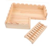 Abaodam 1Set Large Hamster Platform Tray Solid Wood Cage Foundation Fun Playground for Hamsters Rats Guinea Pigs Easy Storage Installation Durable Supplies Khaki