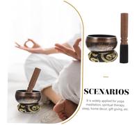 Abaodam 1set Meditation Singing Bowl with Cushion and Mallet Tibetan Sound Bowl for Yoga Relaxation and Spiritual Therapy Nepalese Design for Mindfulness and Home Decor