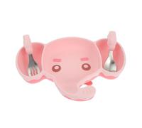 Abaodam 1set Silicone Weaning Bowl Base Cartoon Includes Spoon and Fork for Independent Eating and Feeding Dishwasher Safe