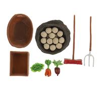 Abaodam 1Set Simulated Farm Tool Models with Vegetable Designs Dinosaur Egg Props Miniature Landscaping for Sand Table Decor