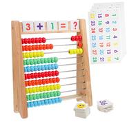 Abaodam 1Set Wooden Abacus Math for Counting Beads with Number Cards Educational Montessori Math Learning Aid for Preschoolers Enhance Early Counting Skills